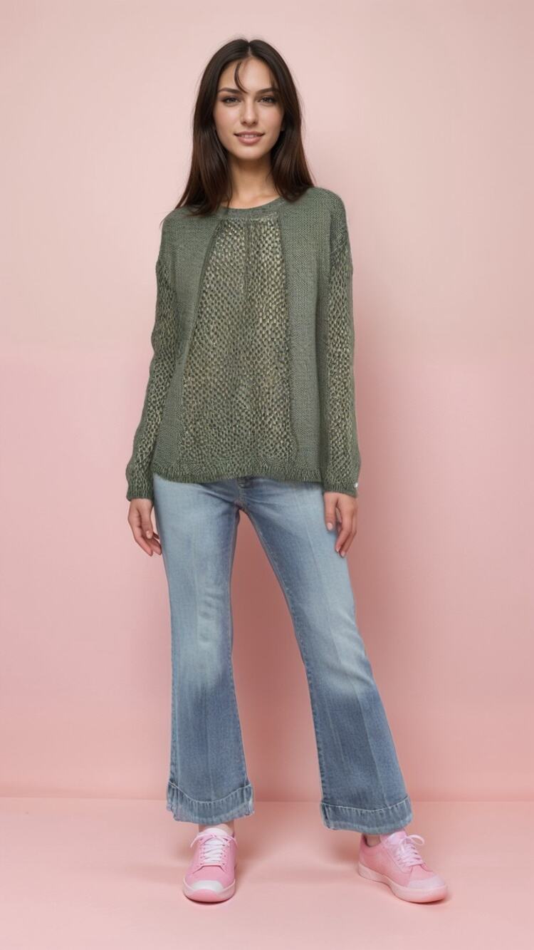 Rock & Republic Women's Metallic Thread Sweater Large Dark Gray Silver Pullover